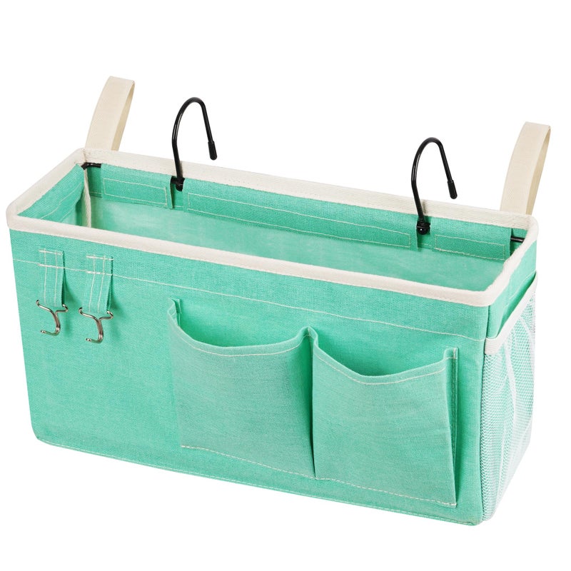 Loghot Bedside Caddy/Bedside Storage Bag Hanging Organizer for Bunk and Hospital Beds,Dorm Rooms Bed Rails,Can be Placed Glasses,Books,Mobile Phones,Keys (Green) - Image 1